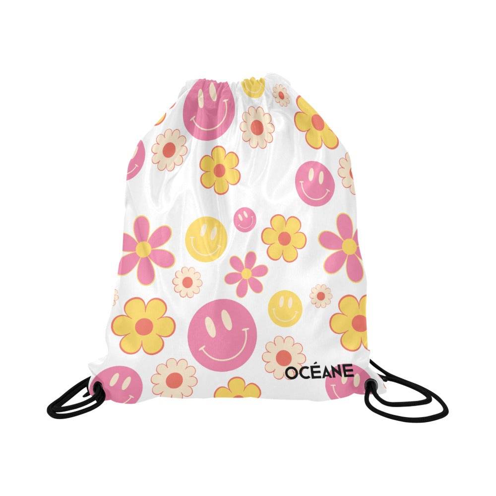 Sac à cordons rétro pop – Smiley & Fleurs Colorées - Crea Muze