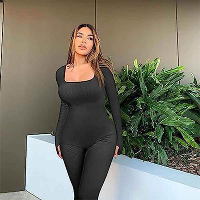 Women's Seamless Long-Sleeve Yoga Jumpsuit - Crea Muze