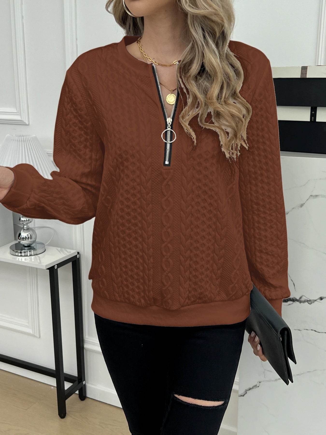 🧥 Veste courte zippée – Femme, manches longues - Crea Muze