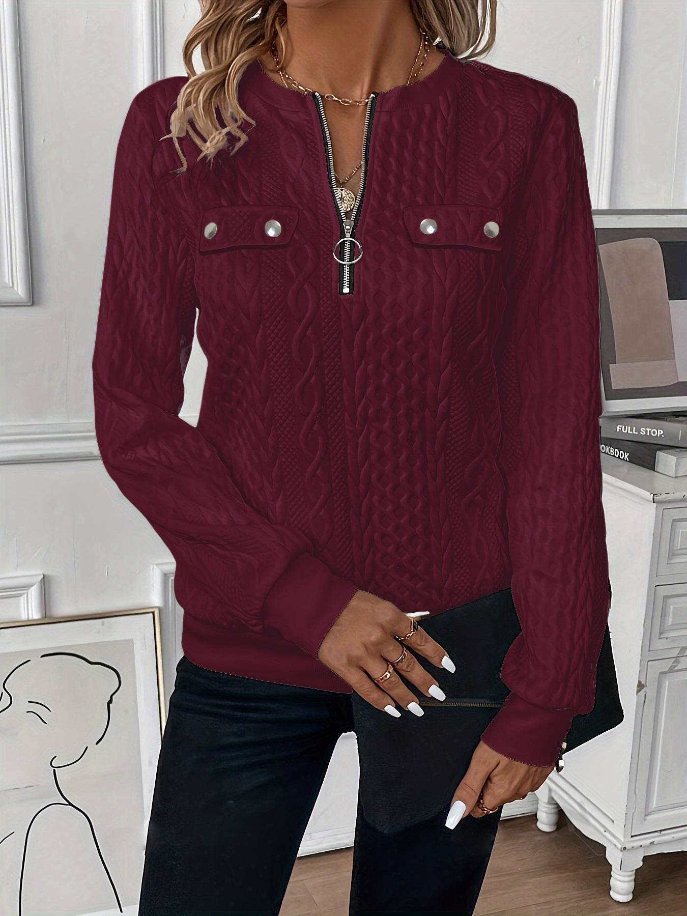 🧥 Veste courte zippée – Femme, manches longues - Crea Muze