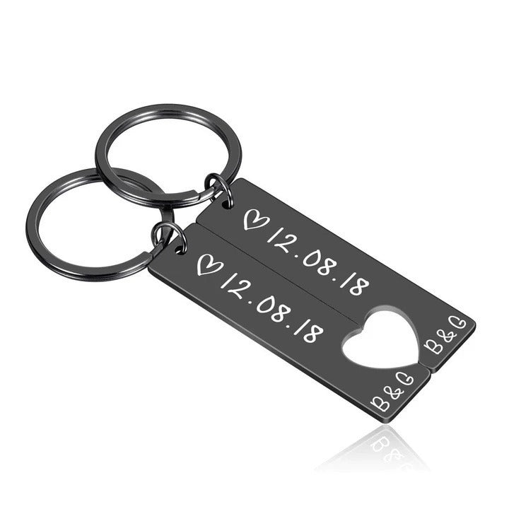 Customized Couples Keychain Boyfriend Girlfriend Keyring Husband Anniversary Valentine Day Gift - Crea Muze
