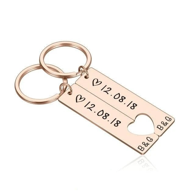 Customized Couples Keychain Boyfriend Girlfriend Keyring Husband Anniversary Valentine Day Gift - Crea Muze