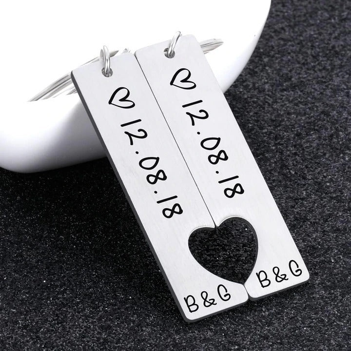 Customized Couples Keychain Boyfriend Girlfriend Keyring Husband Anniversary Valentine Day Gift - Crea Muze