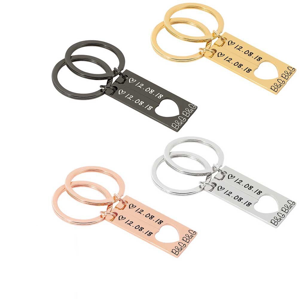 Customized Couples Keychain Boyfriend Girlfriend Keyring Husband Anniversary Valentine Day Gift - Crea Muze