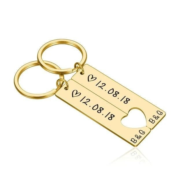 Customized Couples Keychain Boyfriend Girlfriend Keyring Husband Anniversary Valentine Day Gift - Crea Muze