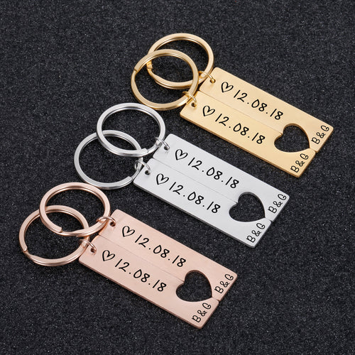 Customized Couples Keychain Boyfriend Girlfriend Keyring Husband Anniversary Valentine Day Gift - Crea Muze