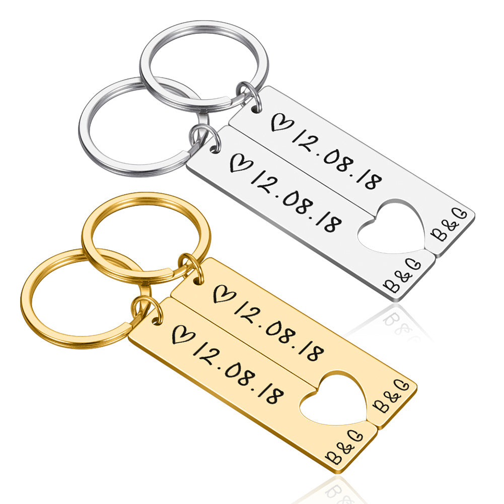 Customized Couples Keychain Boyfriend Girlfriend Keyring Husband Anniversary Valentine Day Gift - Crea Muze