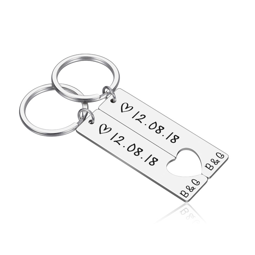 Customized Couples Keychain Boyfriend Girlfriend Keyring Husband Anniversary Valentine Day Gift - Crea Muze