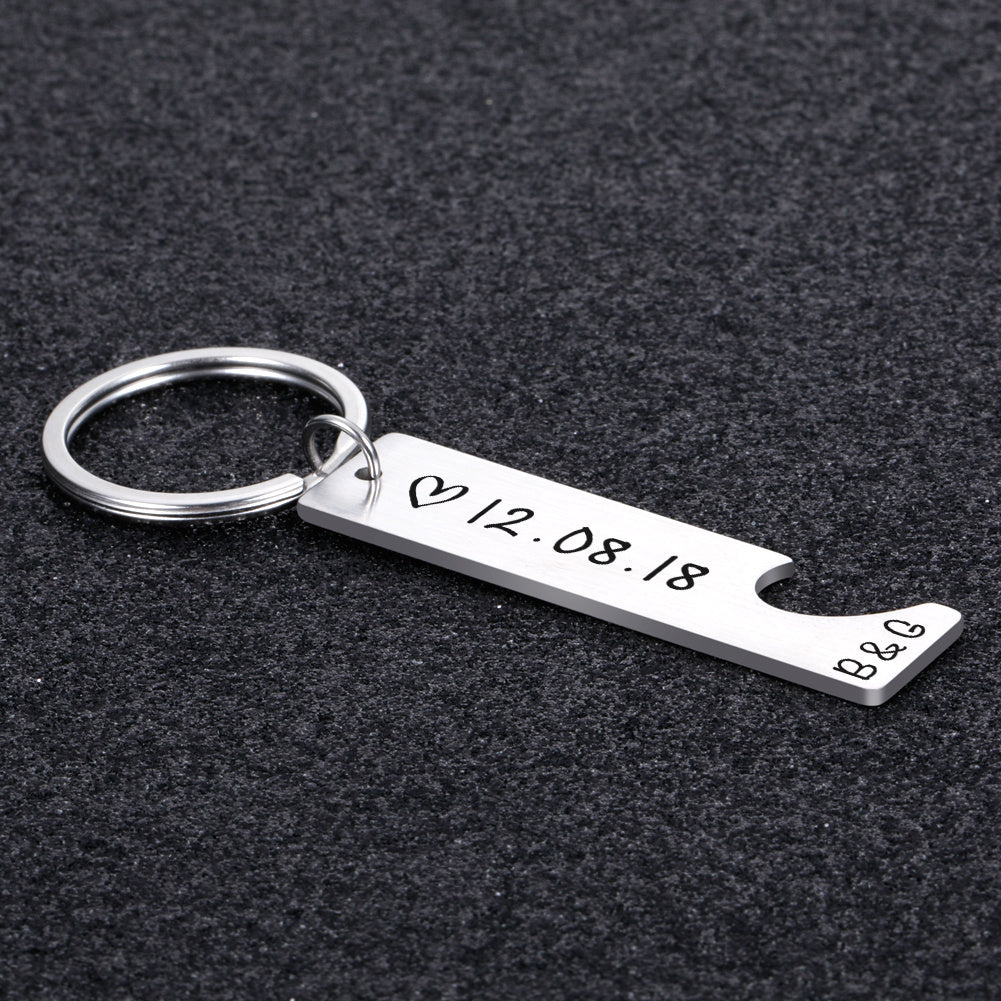 Customized Couples Keychain Boyfriend Girlfriend Keyring Husband Anniversary Valentine Day Gift - Crea Muze