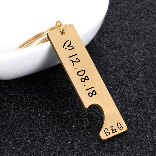 Customized Couples Keychain Boyfriend Girlfriend Keyring Husband Anniversary Valentine Day Gift - Crea Muze