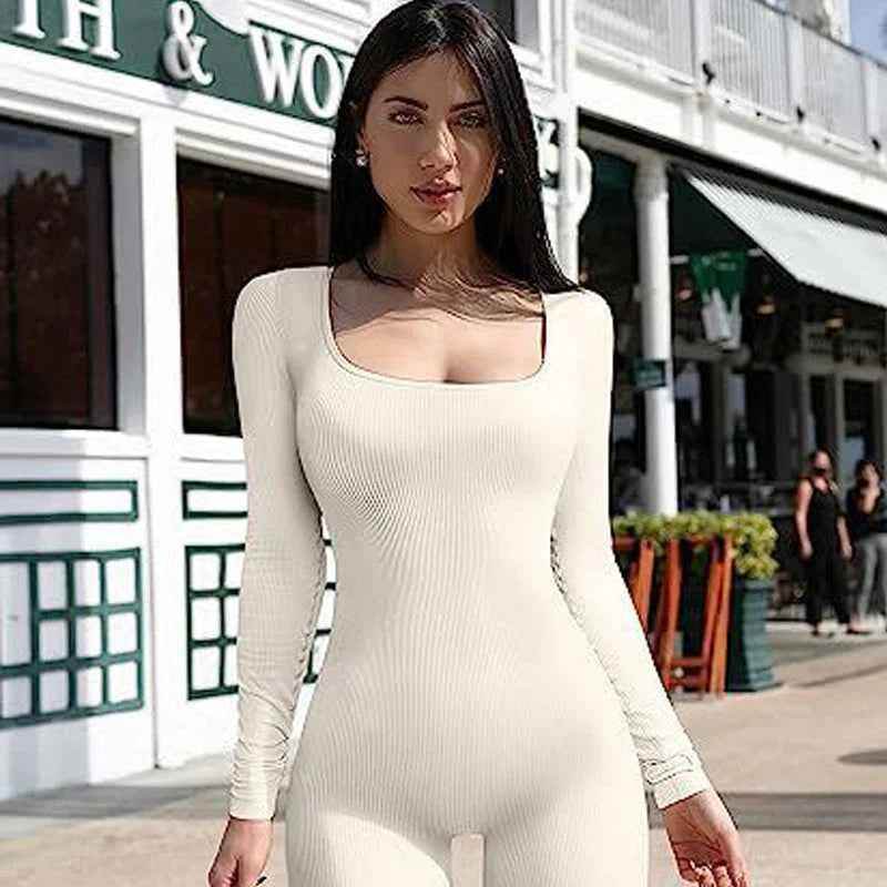 Women's Seamless Long-Sleeve Yoga Jumpsuit - Crea Muze