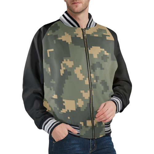 New Men's Striped Trim Bomber Jacket