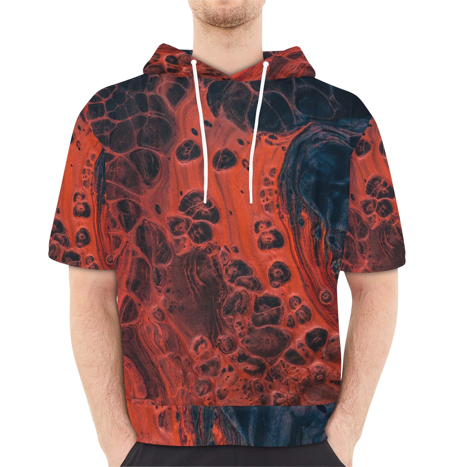 Men's Short Sleeve Fleece Hoodie (H54)