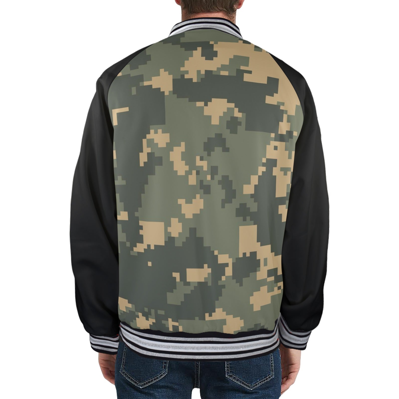 New Men's Striped Trim Bomber Jacket