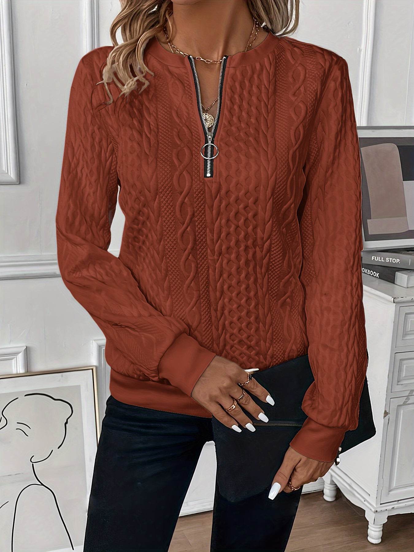 🧥 Veste courte zippée – Femme, manches longues - Crea Muze