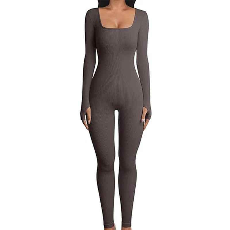 Women's Seamless Long-Sleeve Yoga Jumpsuit - Crea Muze