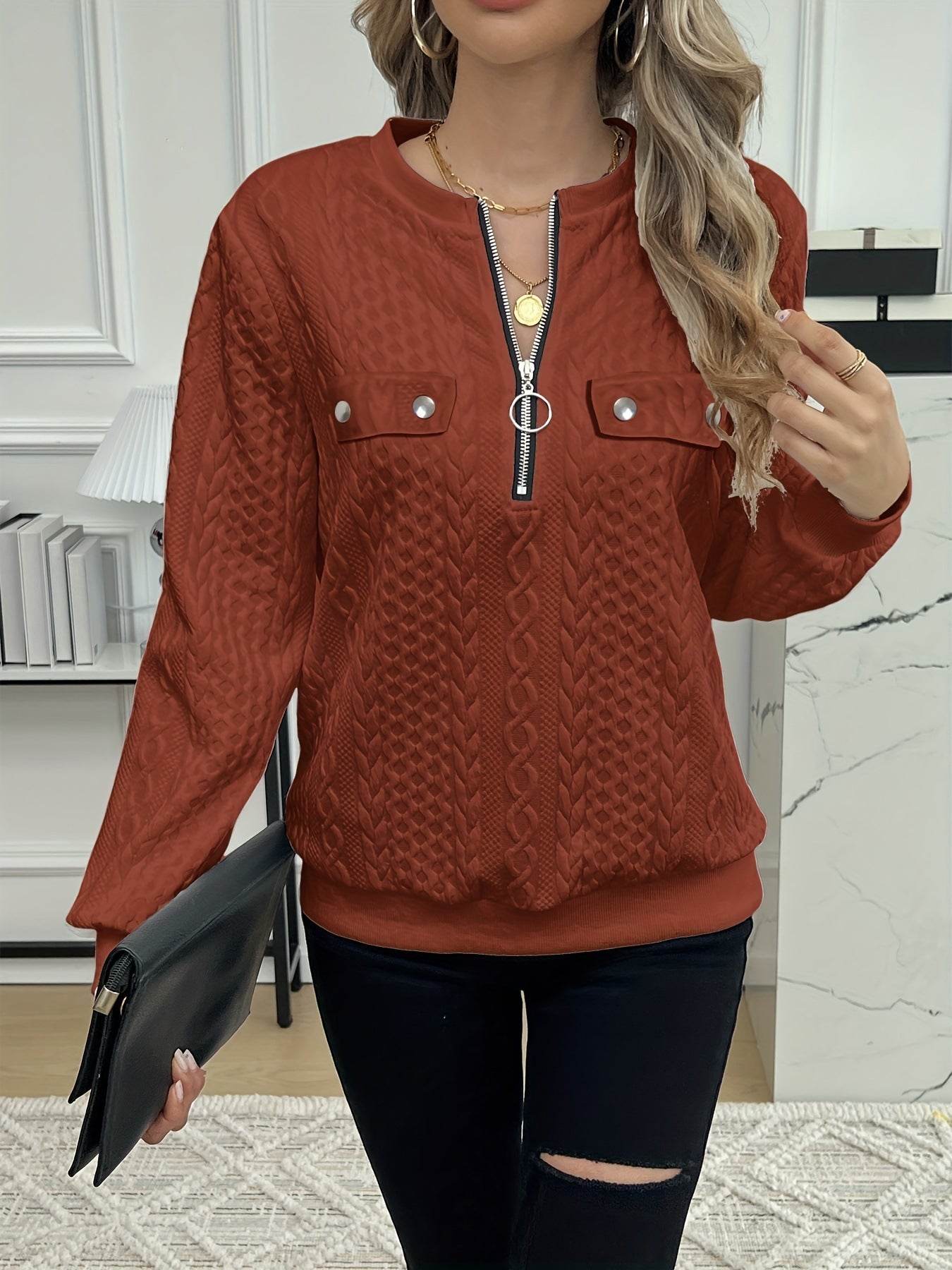 🧥 Veste courte zippée – Femme, manches longues - Crea Muze