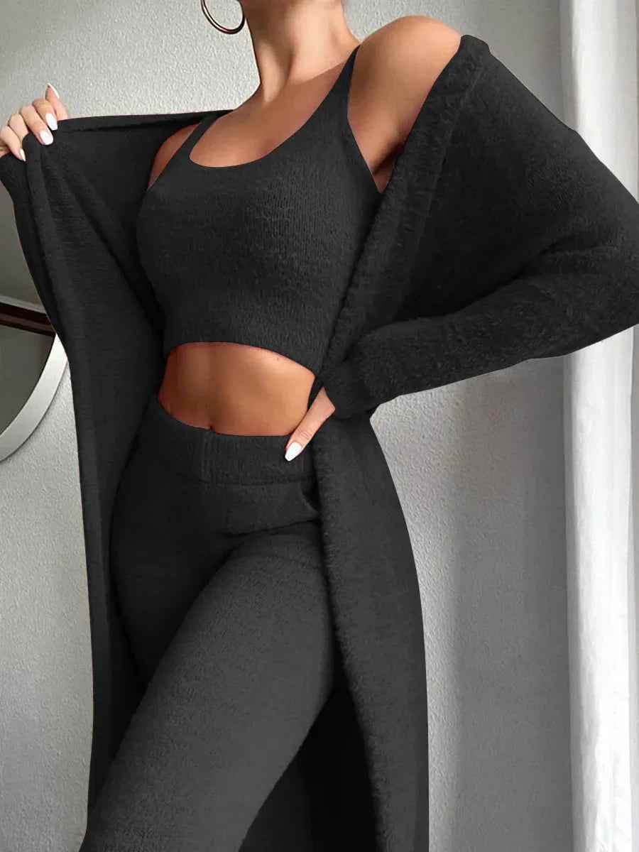 3-Piece Fuzzy Fleece Loungewear Set - Crea Muze
