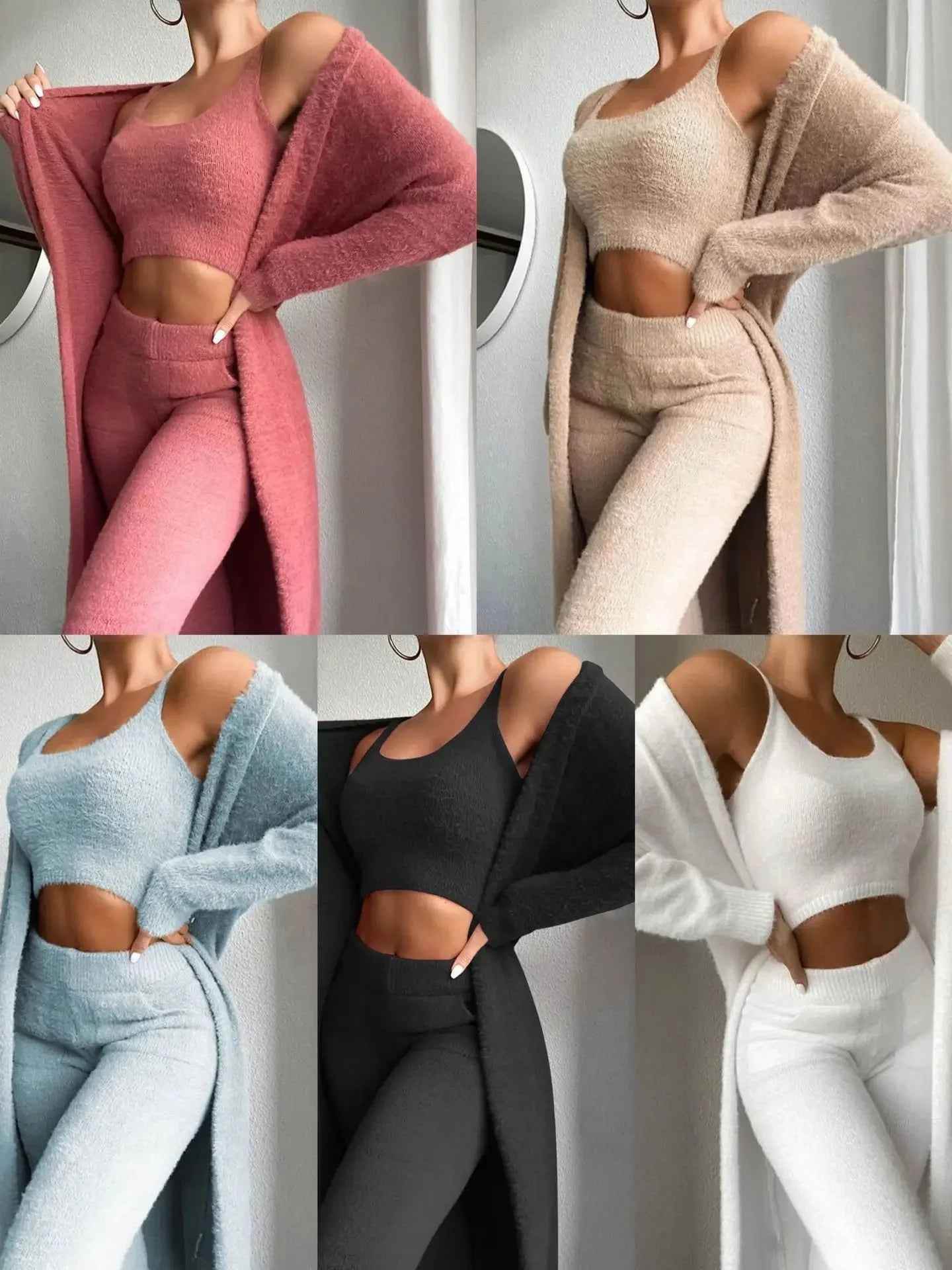 3-Piece Fuzzy Fleece Loungewear Set - Crea Muze