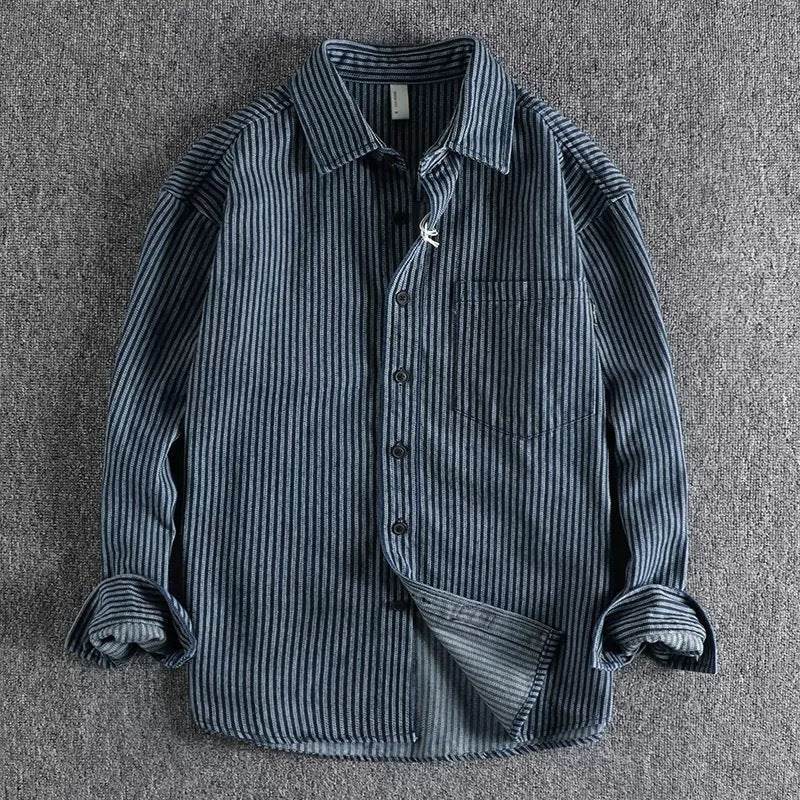 Denim Shirt Men's Shirt Early Outdoor Casual Blue Overalls - Crea Muze