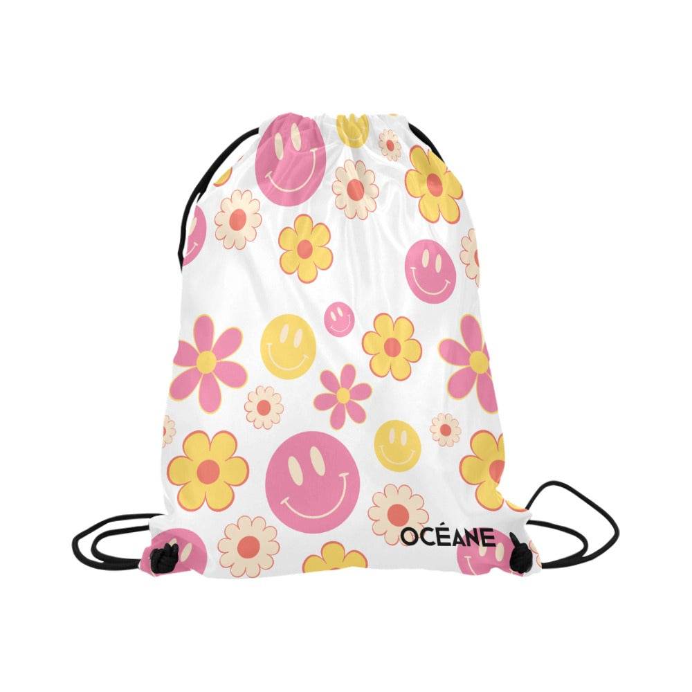 Sac à cordons rétro pop – Smiley & Fleurs Colorées - Crea Muze