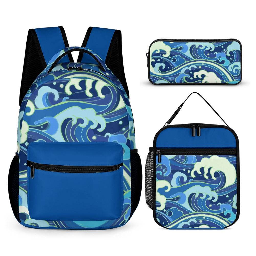 Ensemble sac a dos+Boite a lunch - Vagues - Crea Muze