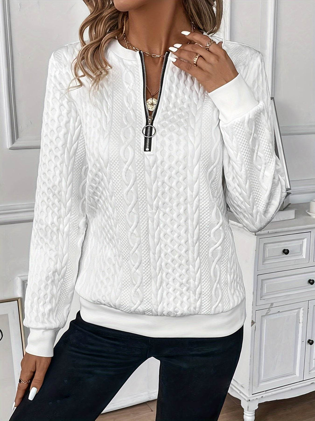 🧥 Veste courte zippée – Femme, manches longues - Crea Muze