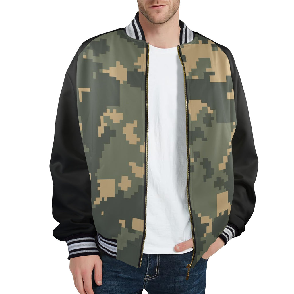 New Men's Striped Trim Bomber Jacket