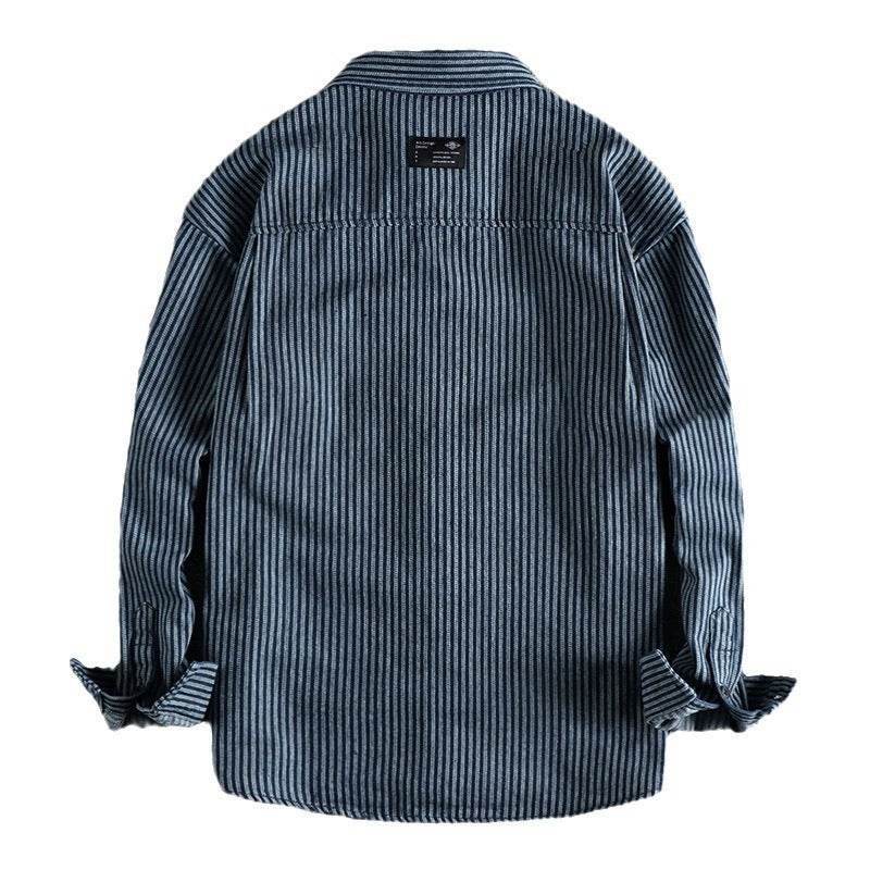 Denim Shirt Men's Shirt Early Outdoor Casual Blue Overalls - Crea Muze
