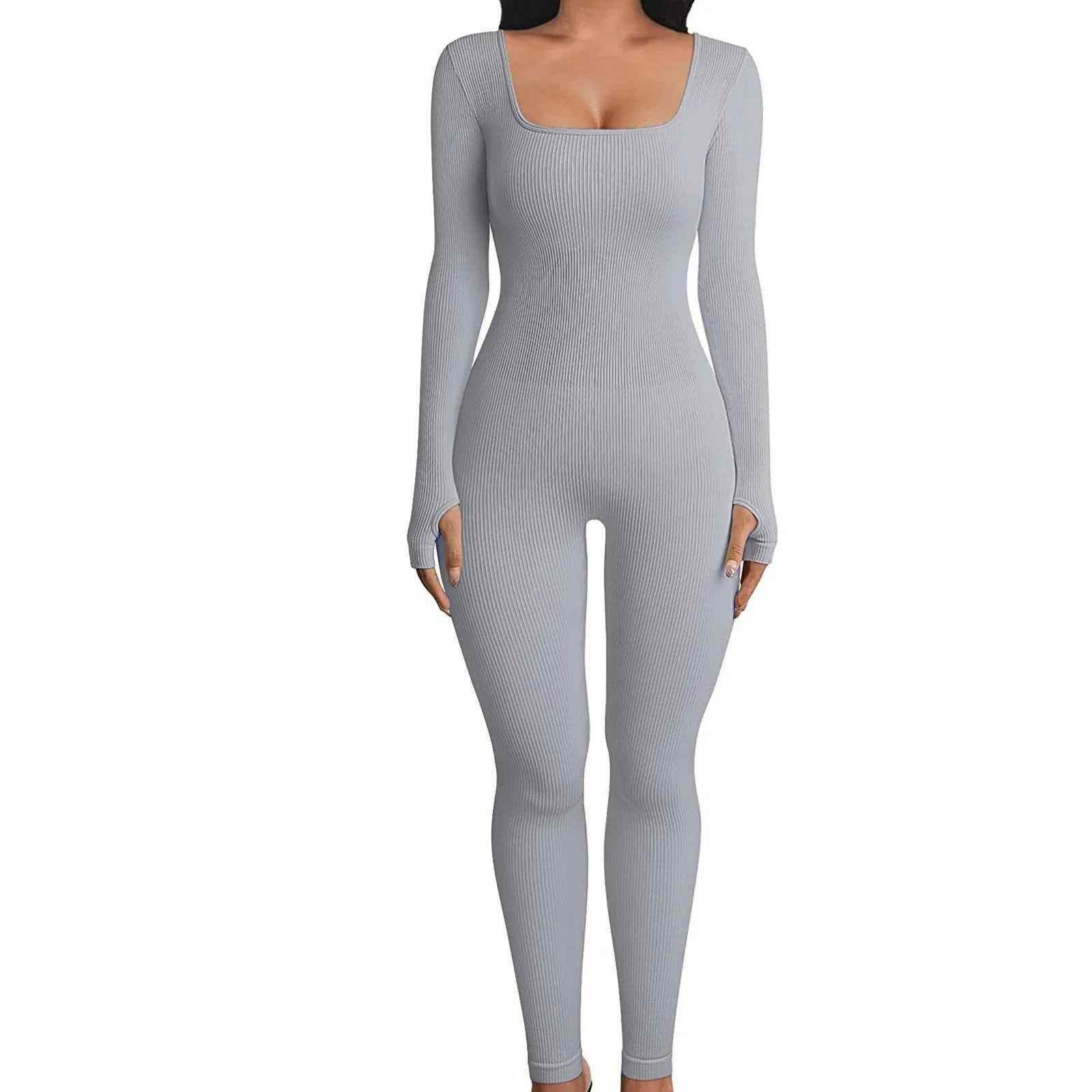 Women's Seamless Long-Sleeve Yoga Jumpsuit - Crea Muze