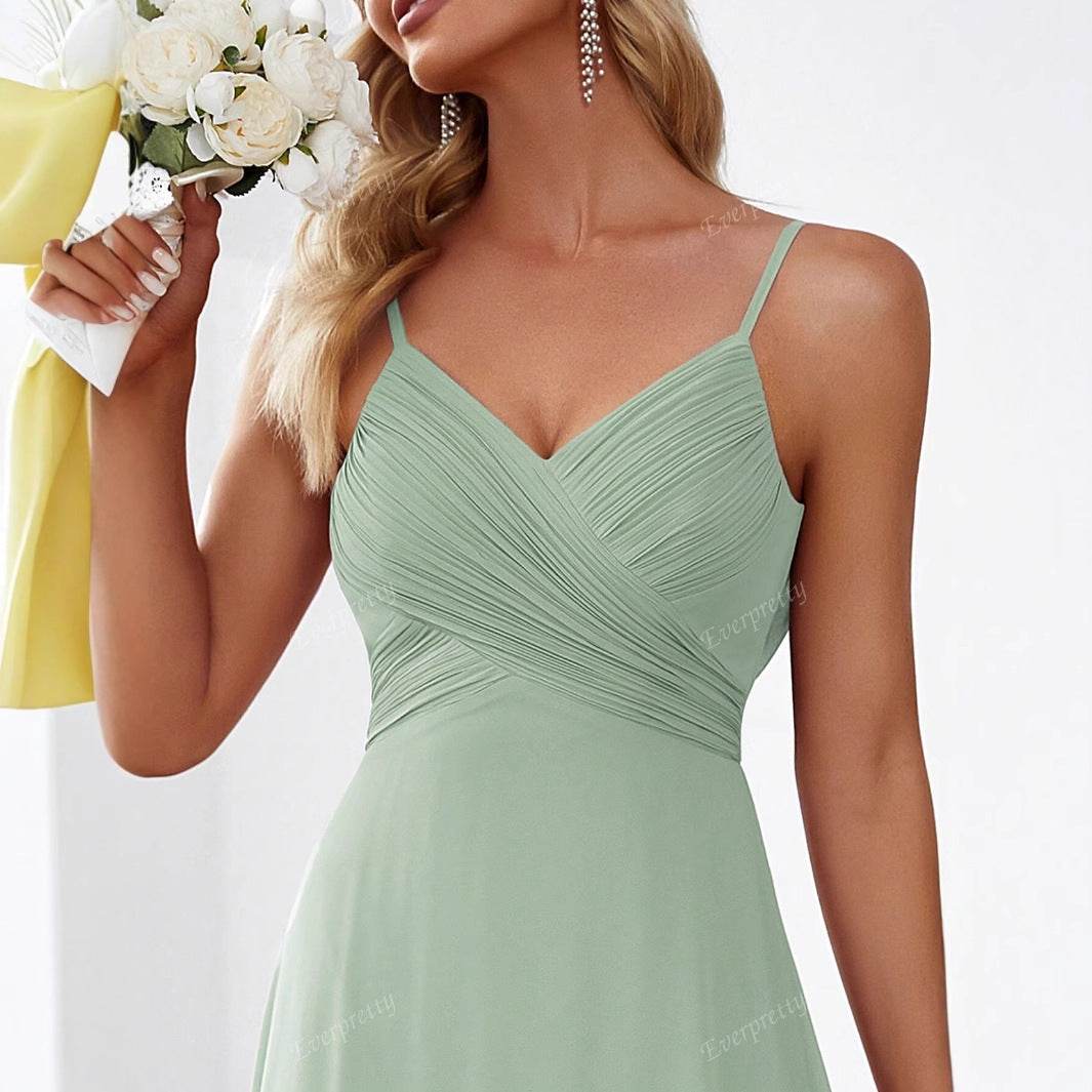 💚 Robe Longue Évasée Vert Sauge – Élégance & Simplicité - Crea Muze