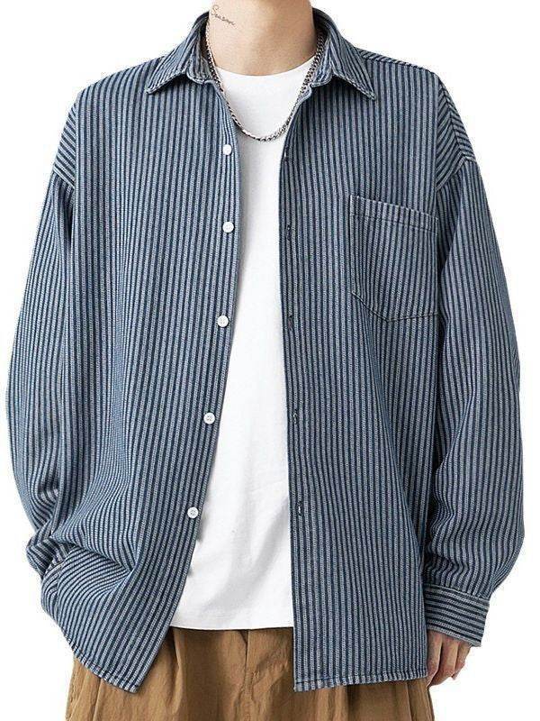 Denim Shirt Men's Shirt Early Outdoor Casual Blue Overalls - Crea Muze