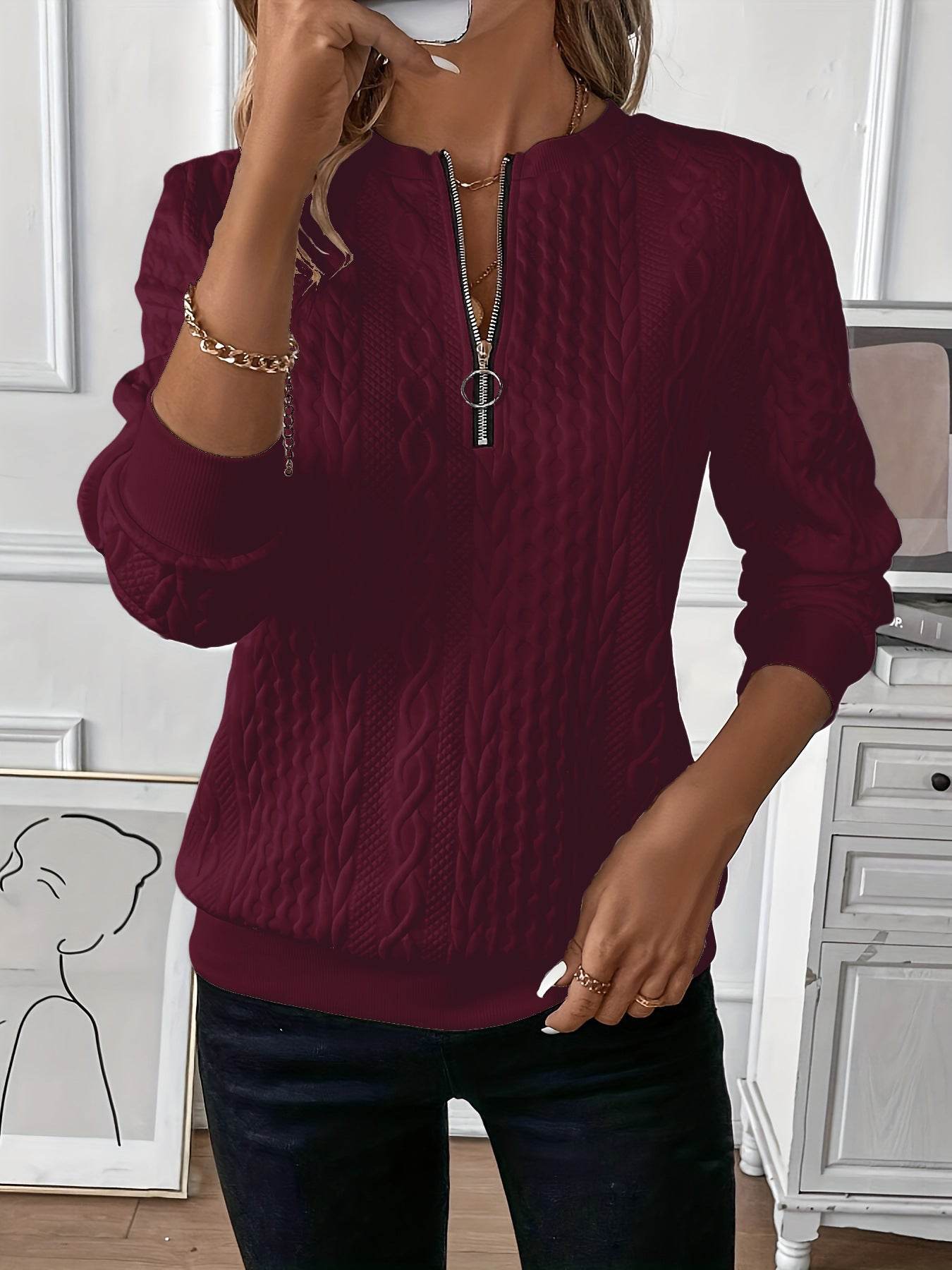 🧥 Veste courte zippée – Femme, manches longues - Crea Muze