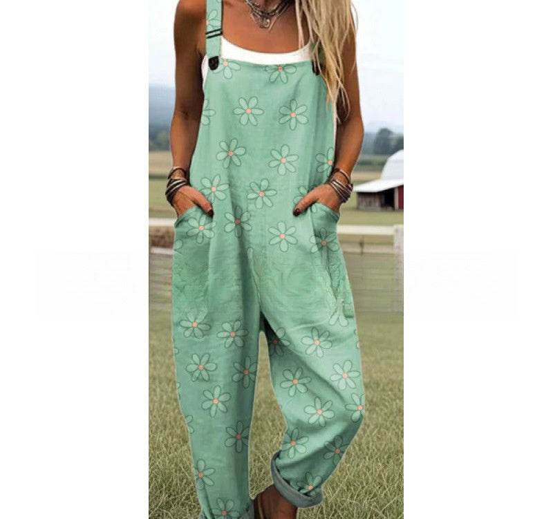 Women's Digital 3D Printing Buttons Casual Suspender Trousers Suspenders - Crea Muze