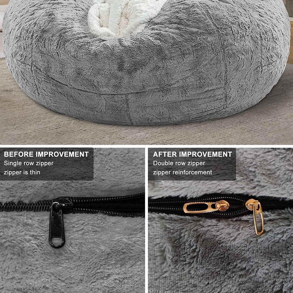 Bag Chair Coverit Was Only A Cover, Not A Full Bean Bag Chair Cushion,Big Round Soft Fluffy PV Velvet Sofa Bed Cover, Living Room Furniture, Lazy Sofa Bed Cover,5ft Black - Crea Muze
