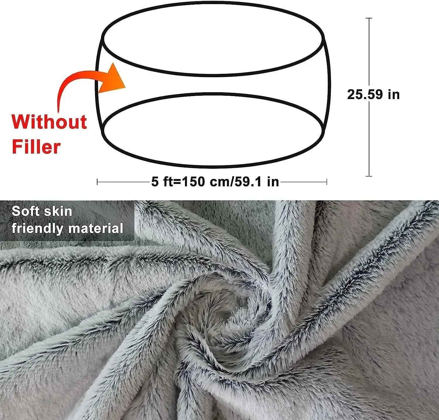 Bag Chair Coverit Was Only A Cover, Not A Full Bean Bag Chair Cushion,Big Round Soft Fluffy PV Velvet Sofa Bed Cover, Living Room Furniture, Lazy Sofa Bed Cover,5ft Black - Crea Muze