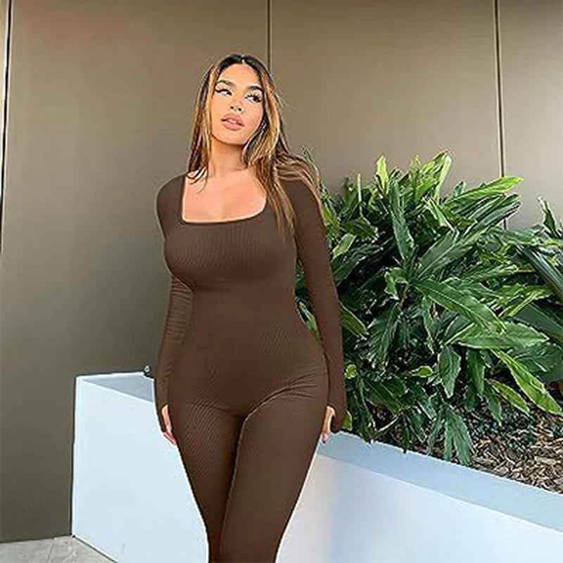 Women's Seamless Long-Sleeve Yoga Jumpsuit - Crea Muze