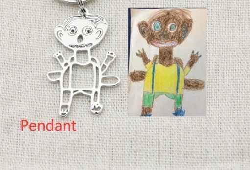 Custom Kids Drawing Painting Necklace Stainless Stee Personalized Children Artwork Pendant For Kids Mom Family Jewelry Gifts - Crea Muze