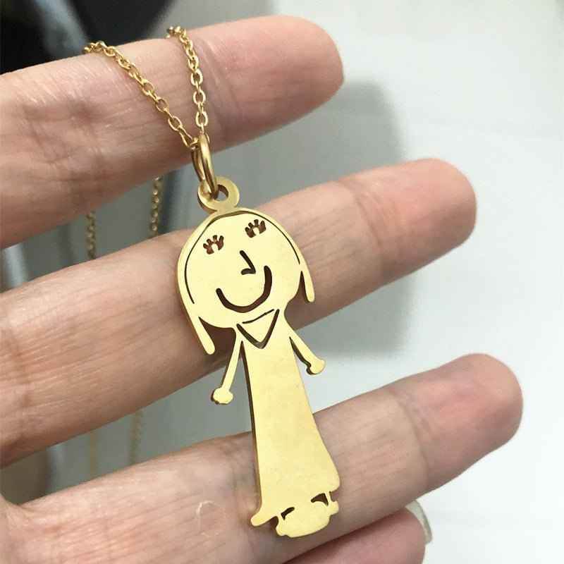 Custom Kids Drawing Painting Necklace Stainless Stee Personalized Children Artwork Pendant For Kids Mom Family Jewelry Gifts - Crea Muze