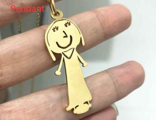 Custom Kids Drawing Painting Necklace Stainless Stee Personalized Children Artwork Pendant For Kids Mom Family Jewelry Gifts - Crea Muze
