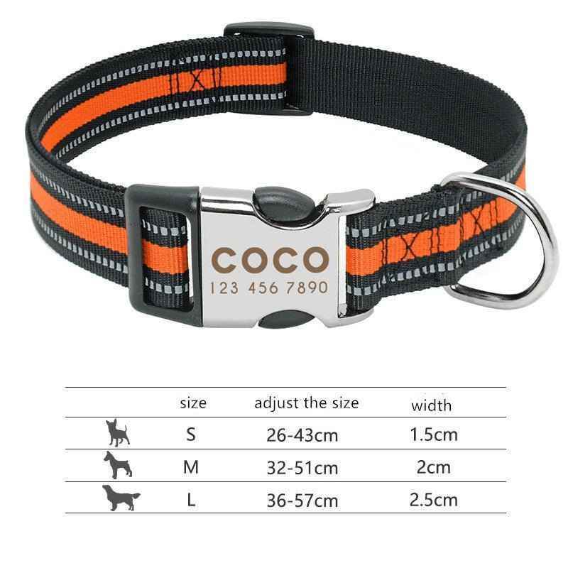 Custom Reflective Pet Leash Tag Collar Nylon Engraved Name for Small Medium Large Dog - Crea Muze