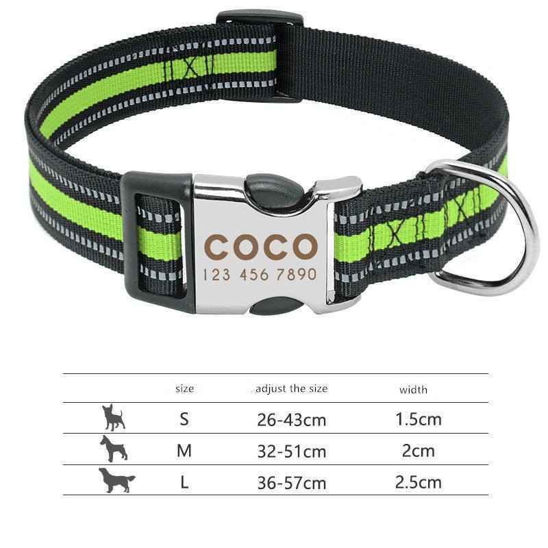 Custom Reflective Pet Leash Tag Collar Nylon Engraved Name for Small Medium Large Dog - Crea Muze