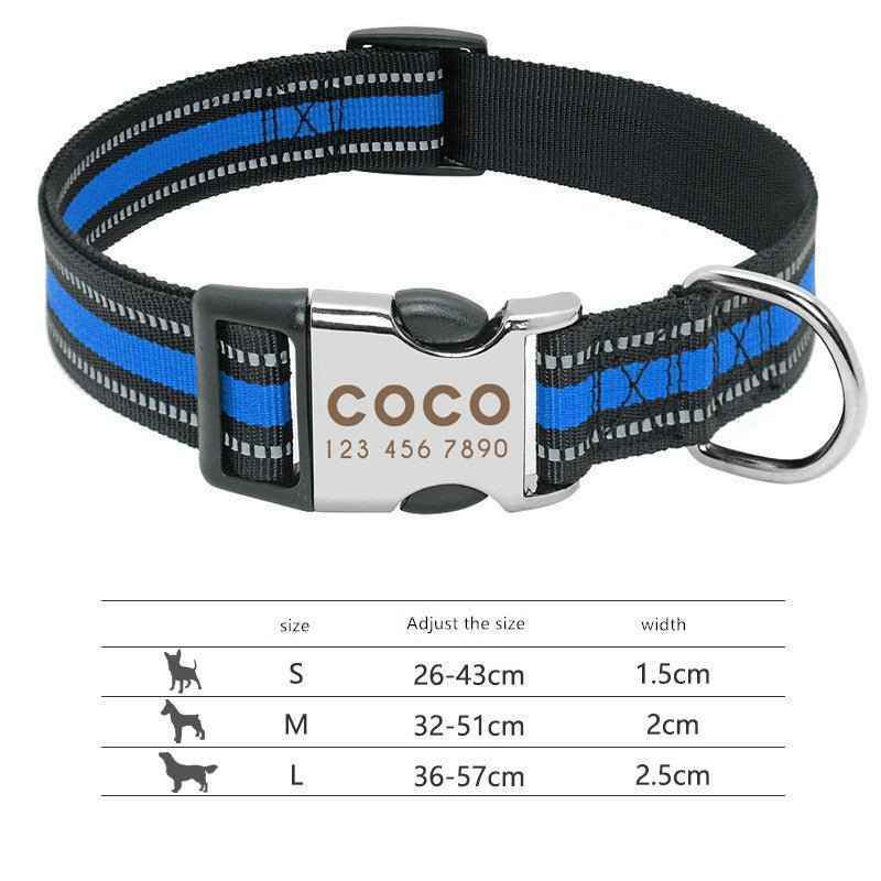 Custom Reflective Pet Leash Tag Collar Nylon Engraved Name for Small Medium Large Dog - Crea Muze
