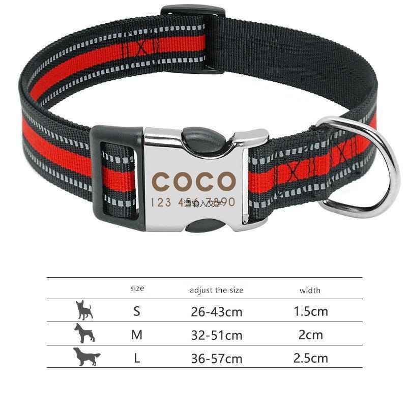 Custom Reflective Pet Leash Tag Collar Nylon Engraved Name for Small Medium Large Dog - Crea Muze