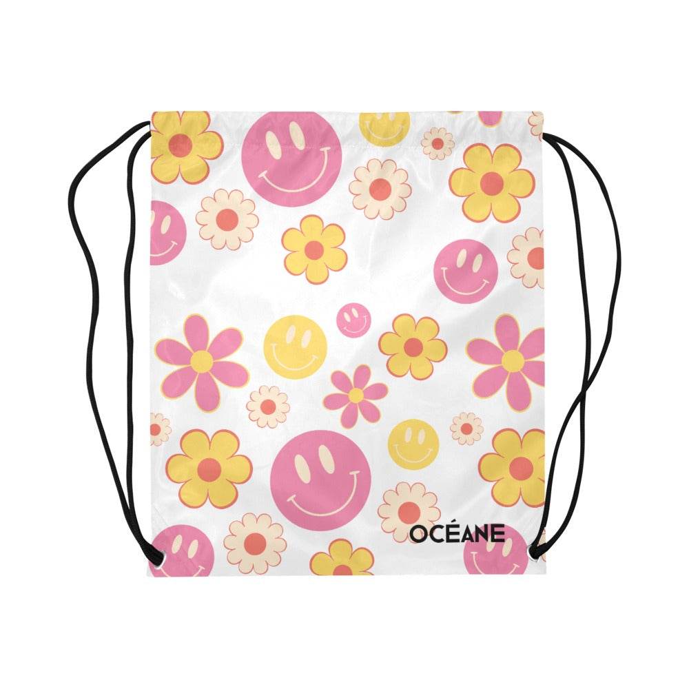 Sac à cordons rétro pop – Smiley & Fleurs Colorées - Crea Muze