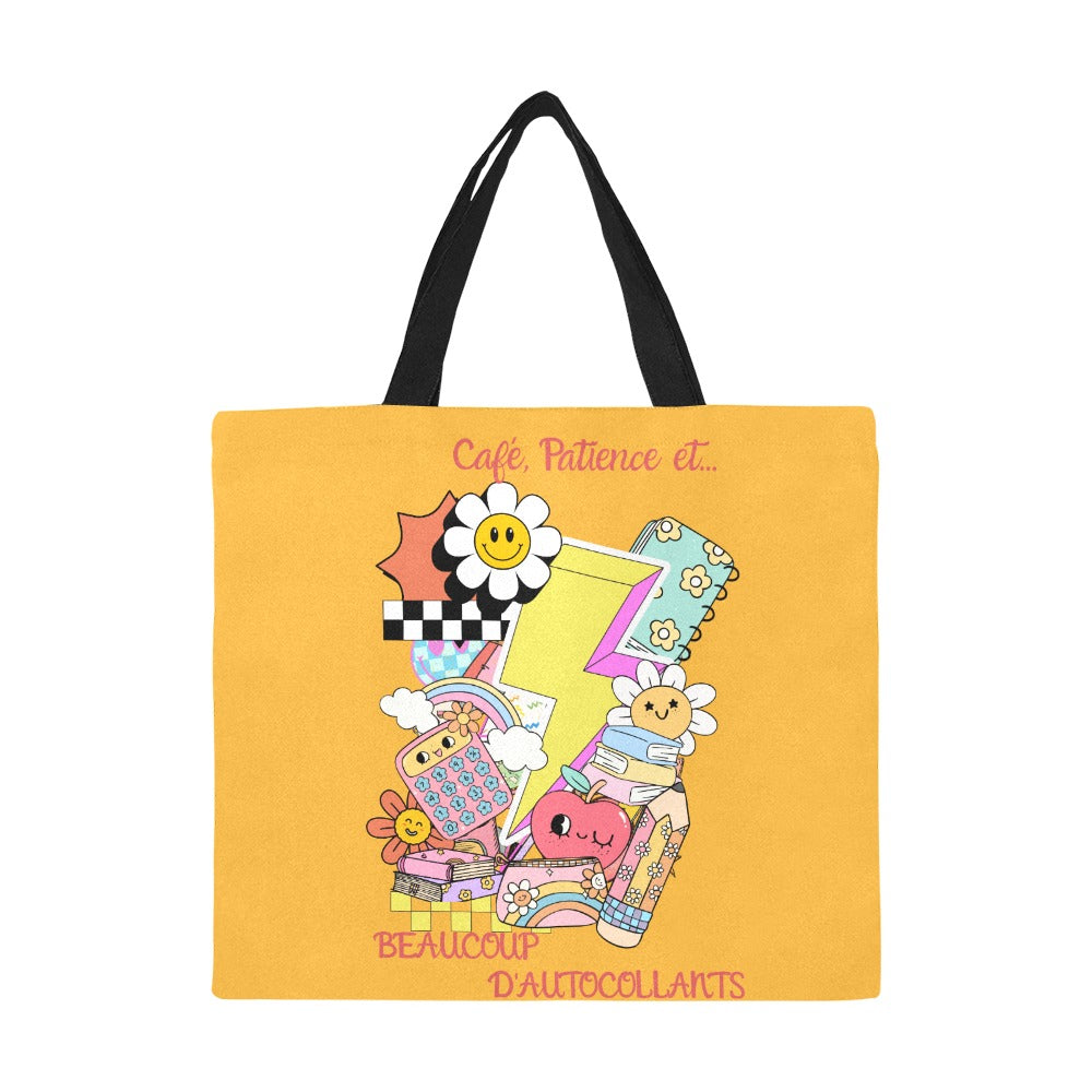 Grand Tote Bag – Café, Patience et… Beaucoup d’Autocollants - Crea Muze