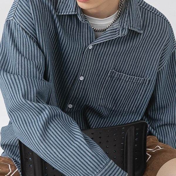 Denim Shirt Men's Shirt Early Outdoor Casual Blue Overalls - Crea Muze