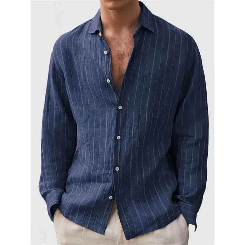 Long Sleeve Men's Shirt Striped Print - Crea Muze