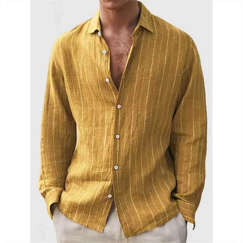 Long Sleeve Men's Shirt Striped Print - Crea Muze