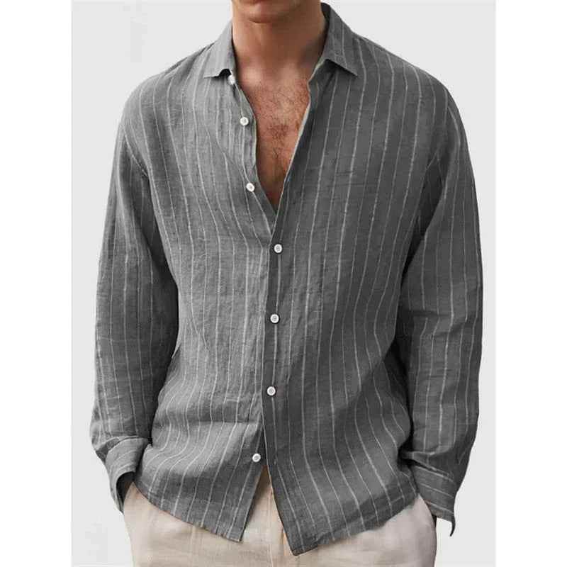 Long Sleeve Men's Shirt Striped Print - Crea Muze